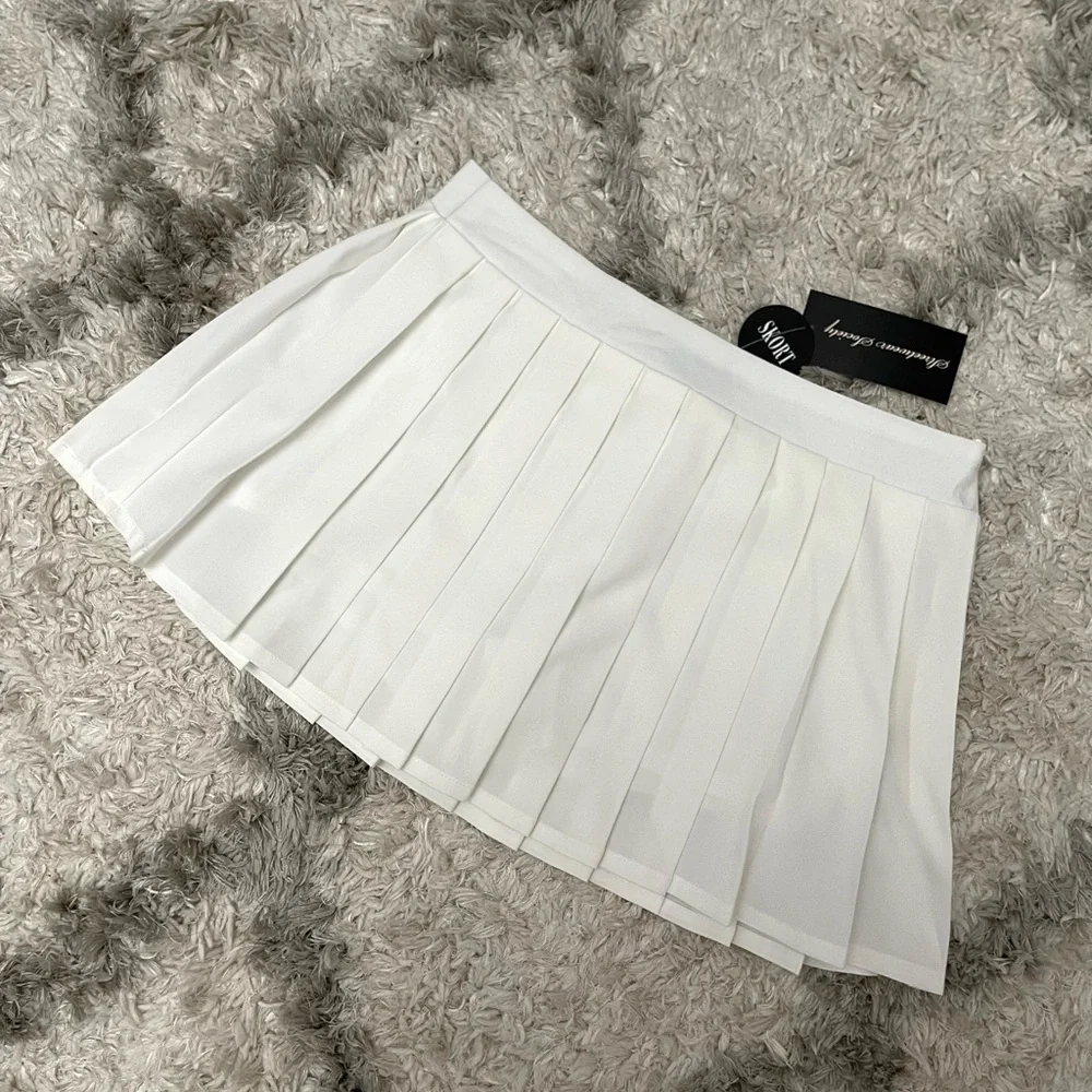 White Pleated Mini Skirt